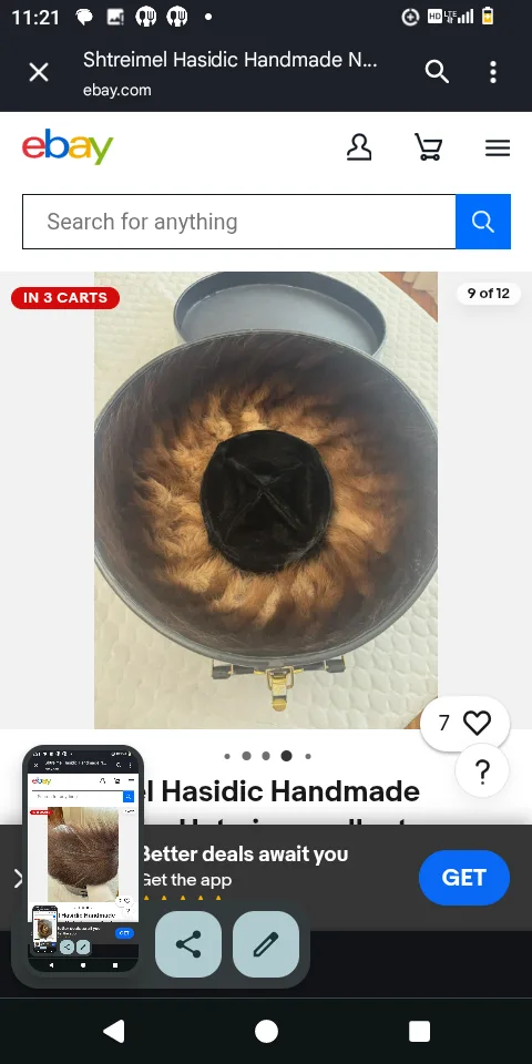 Shtreimel Hasidic Handmade Natural Fur Hat with original box image indicator(5)