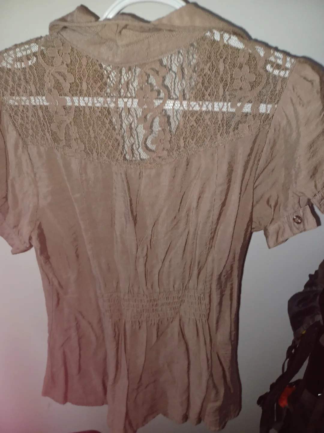 Angel Kiss Brown Lace Accent Blouse image indicator(2)