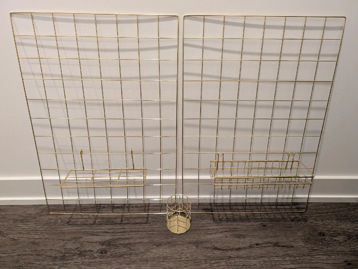 Gold Grid Wall Panel with Shelves thumbnail