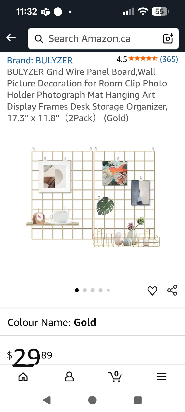 Gold Grid Wall Panel with Shelves image indicator(3)