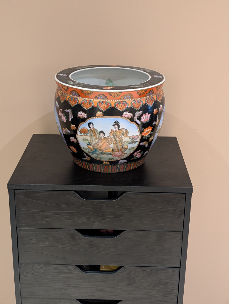 Vintage Chinese Fishbowl Planter