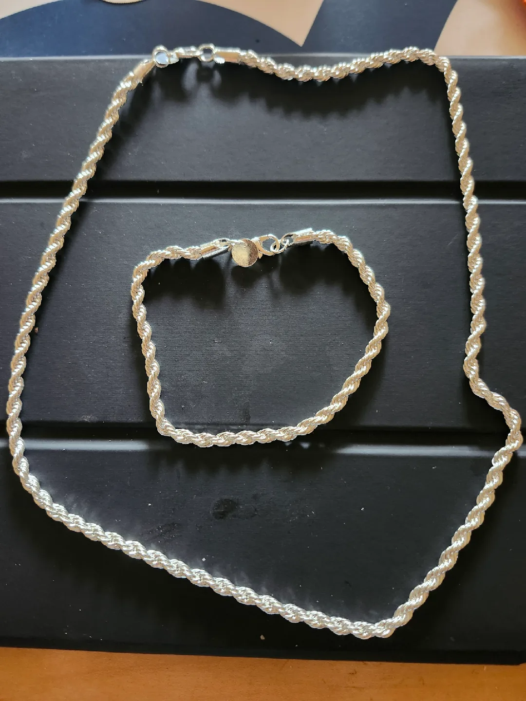 Silver Necklace and Bracelet Set thumbnail