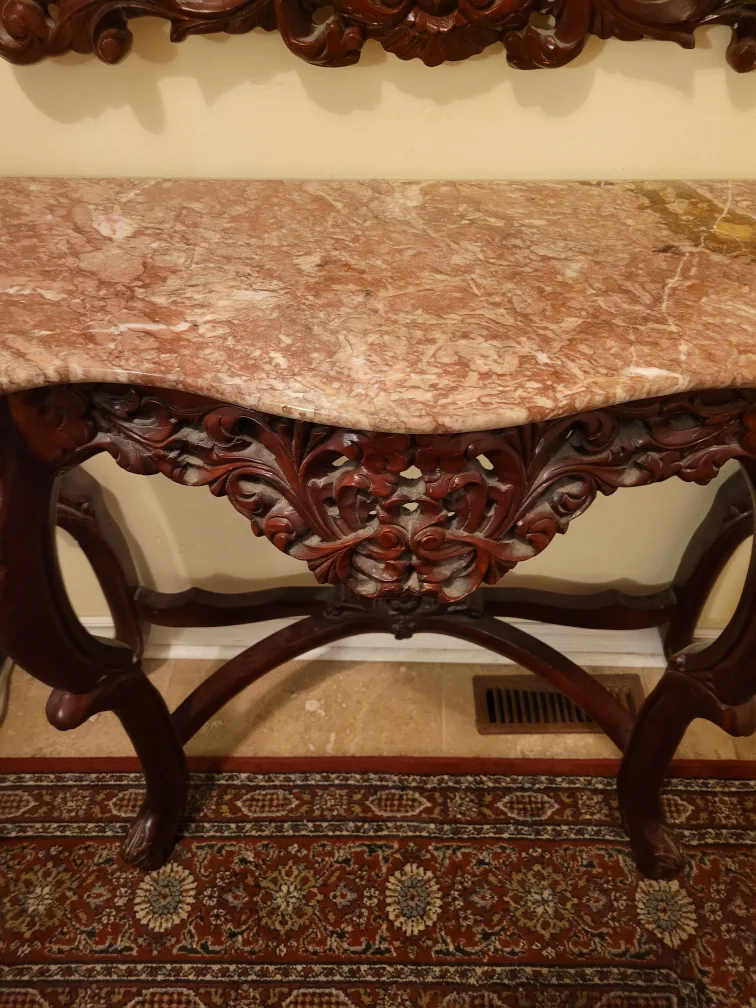 Antique Carved Wood & Marble Furniture Set image indicator(2)