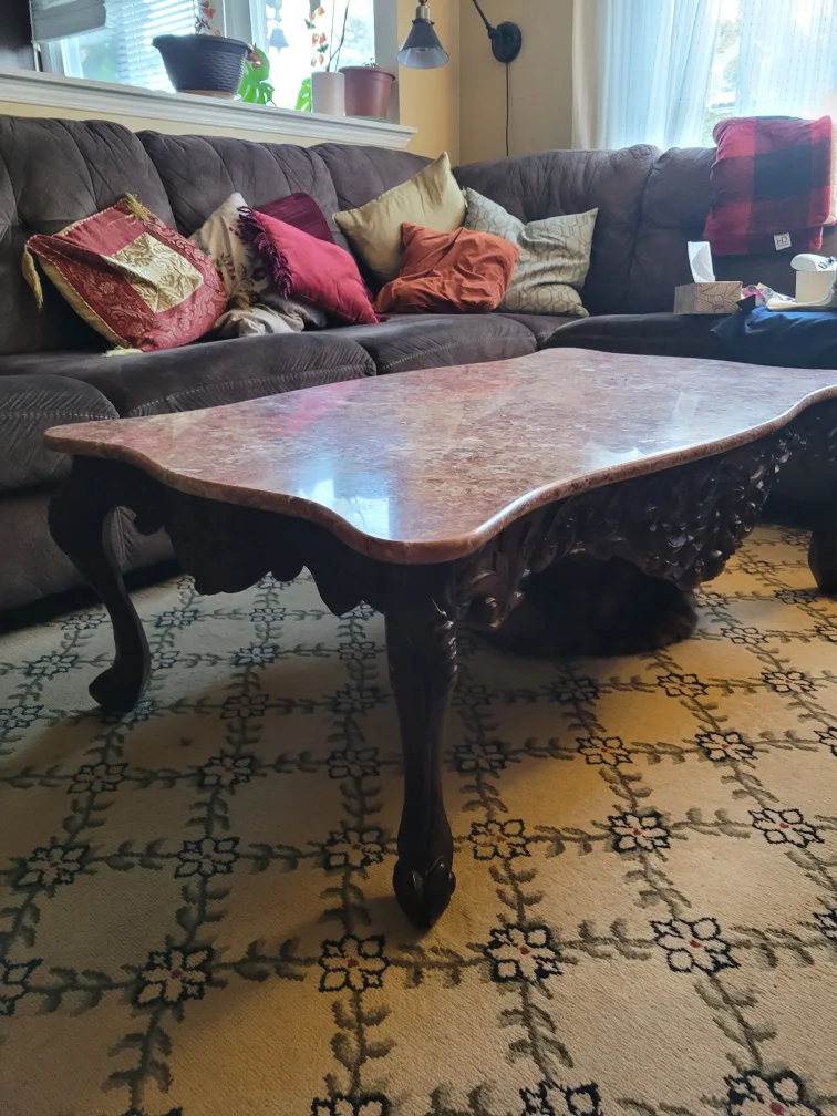 Antique Carved Wood & Marble Furniture Set image indicator(7)