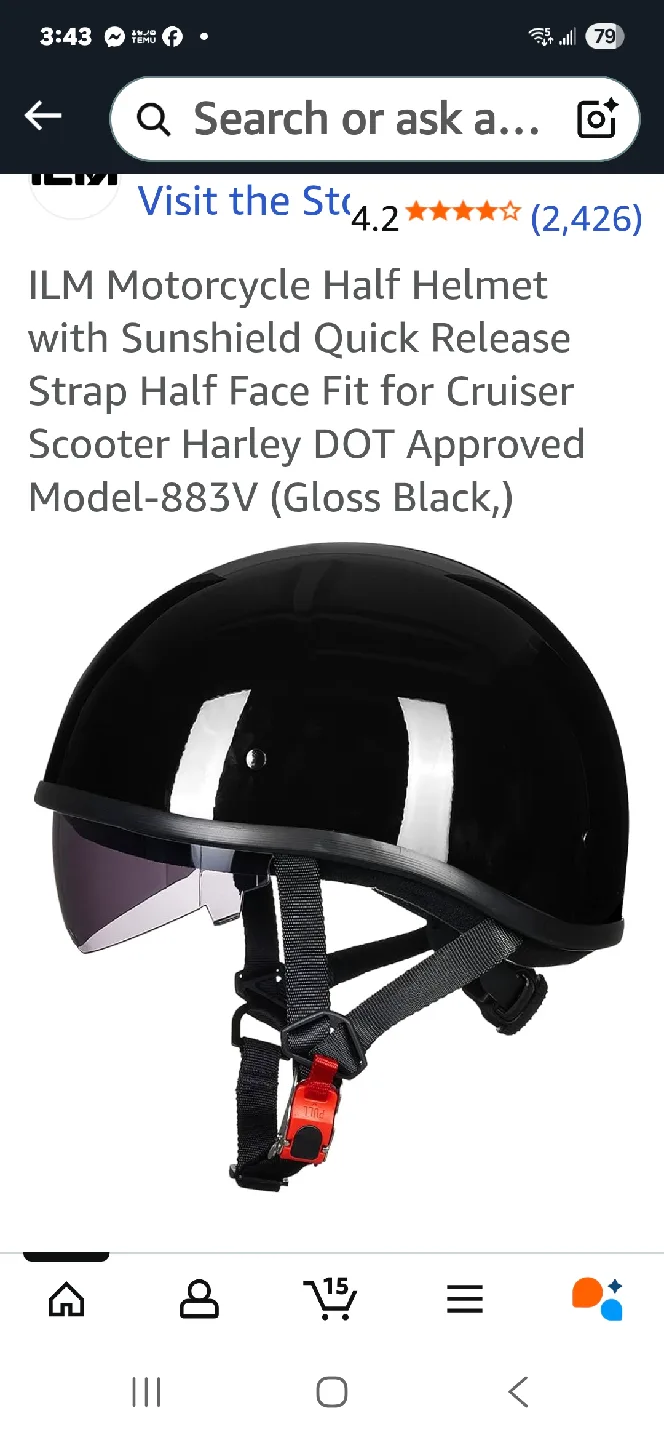 ILM Half Helmet Motorcycle Open Face XL image indicator(7)