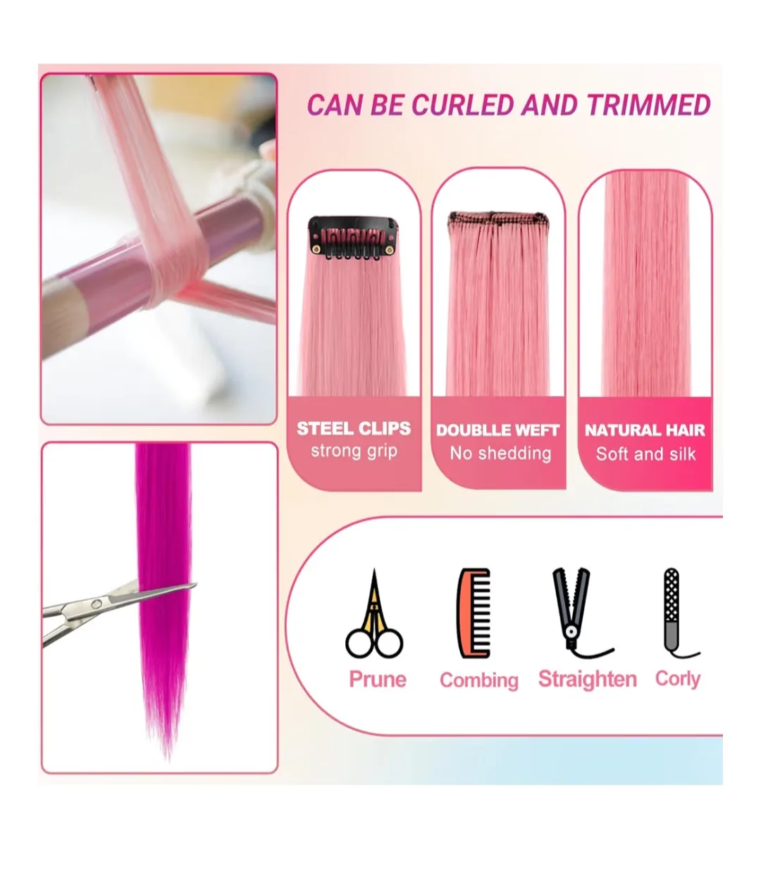 22 Pcs Multi-Color Hair Extensions Clip in 22 inch image indicator(3)