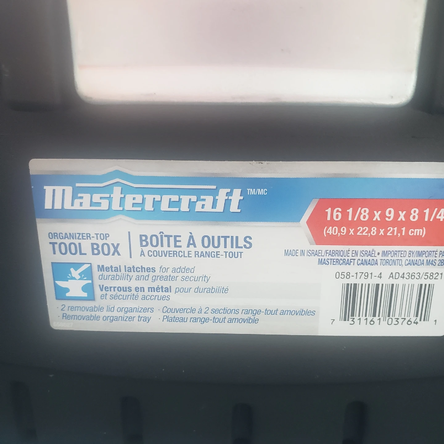 Mastercraft Tool Box - 16 1/8 x 9 x 8 1/4" - photo 3