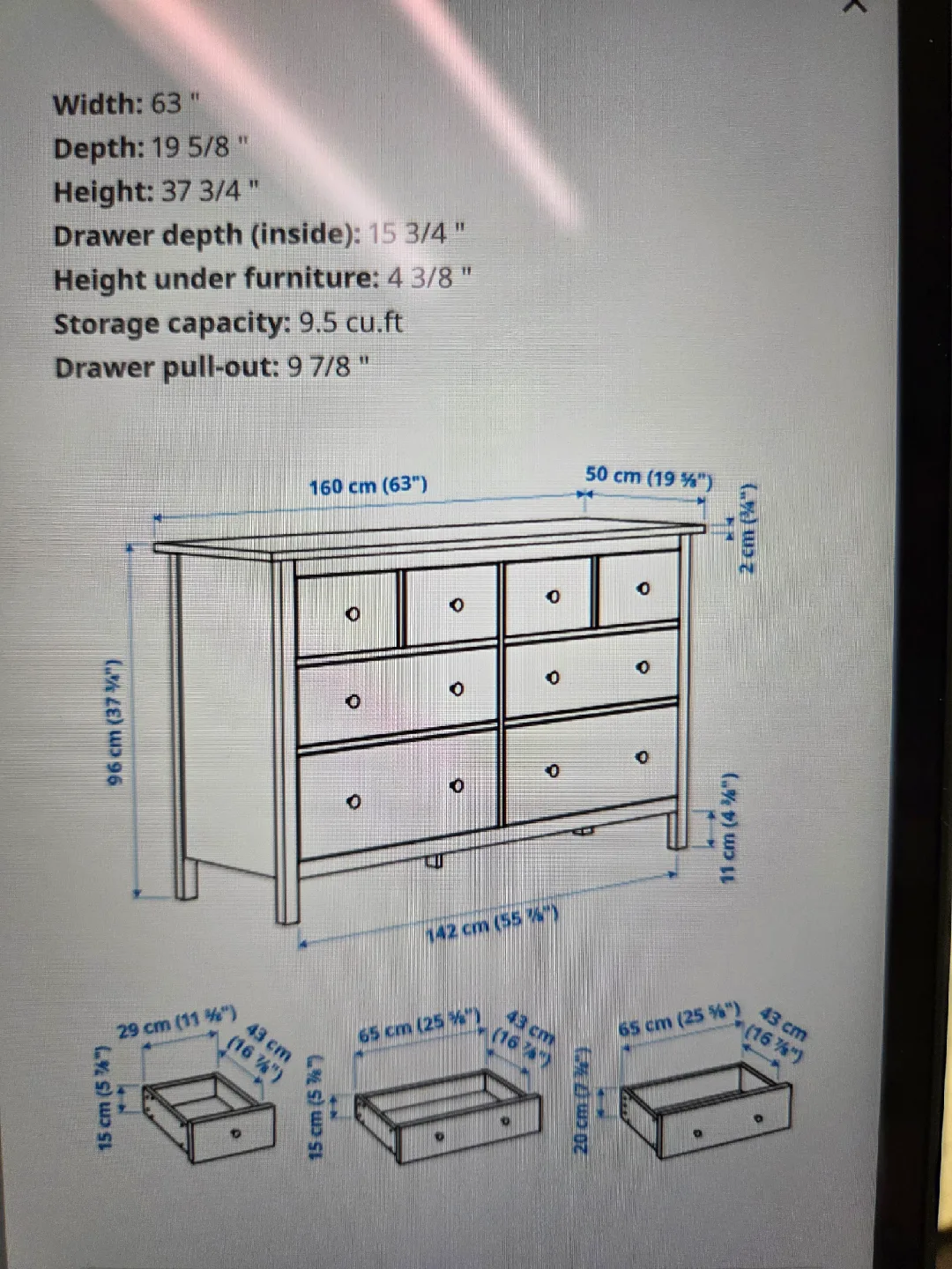 IKEA Hemnes White Dresser with Mirror image indicator(3)