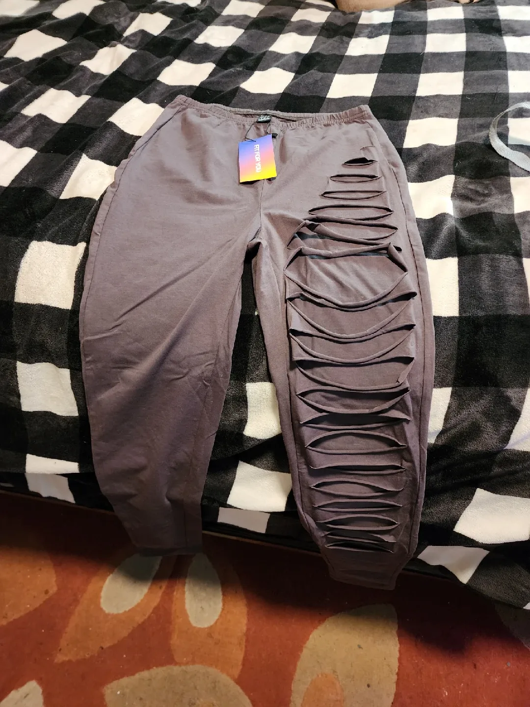 Shein Grey Ripped Pants - Size S thumbnail