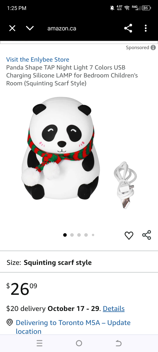 Enlybee Panda Night Light - Squinting Scarf Style