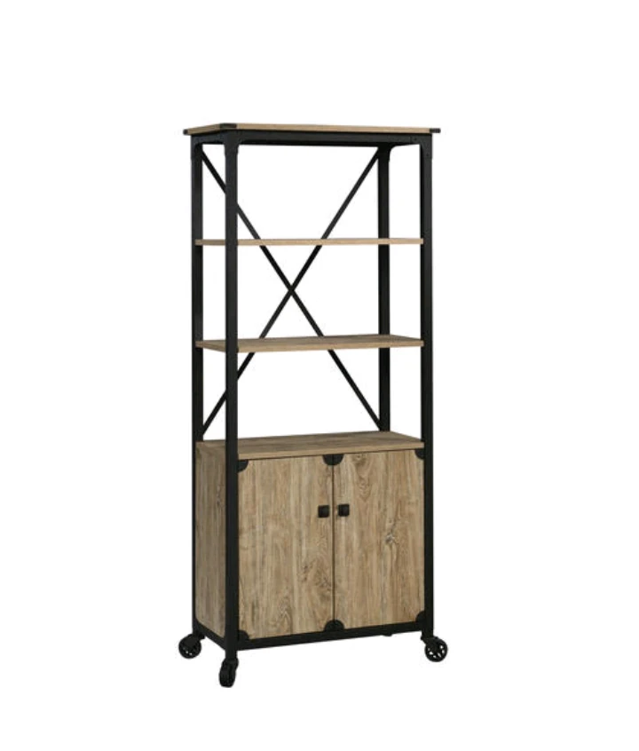 Sauder Steel River Metal & Wood 3-Shelf Bookcase