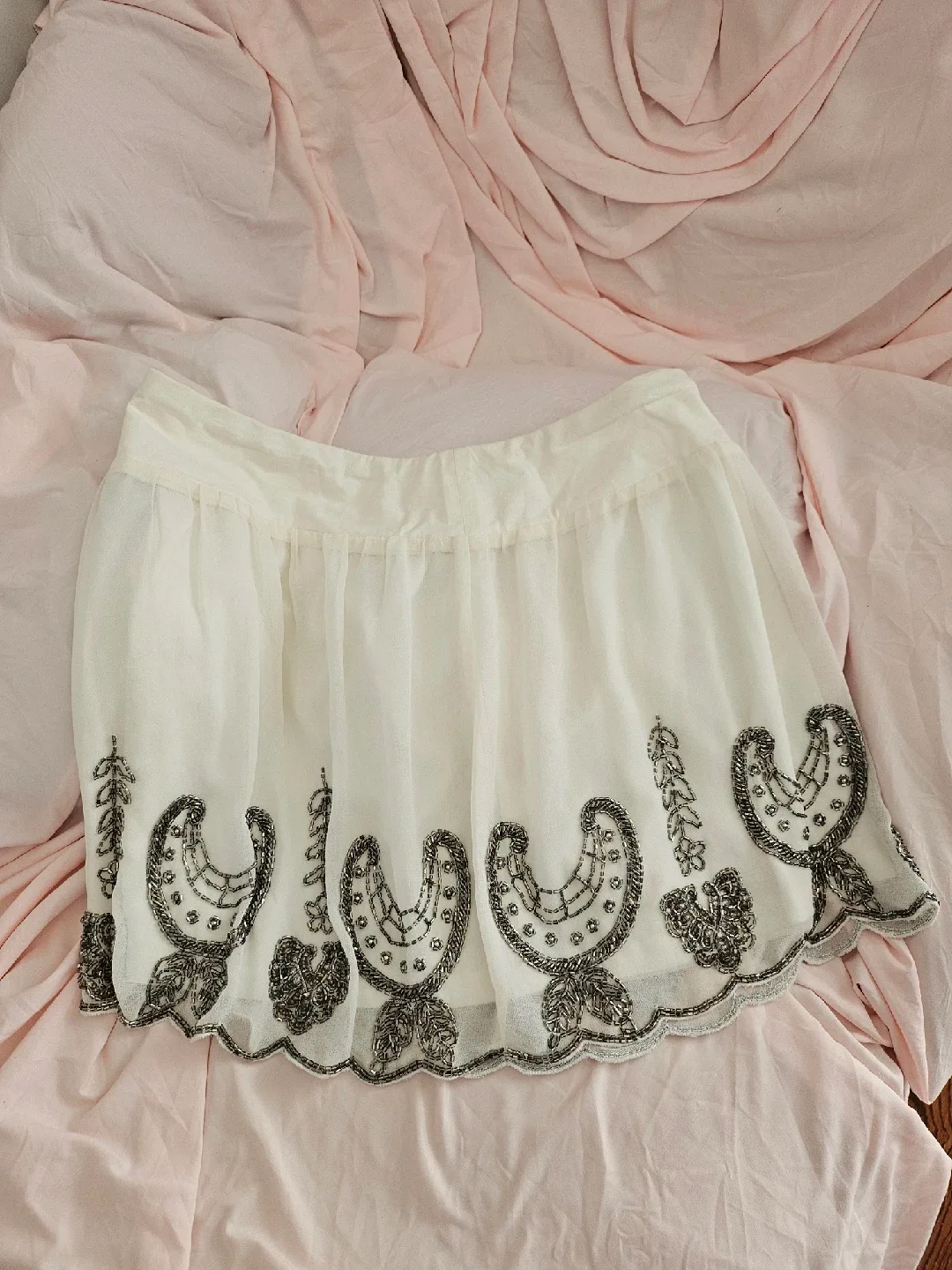 White Embellished Mini Skirt thumbnail