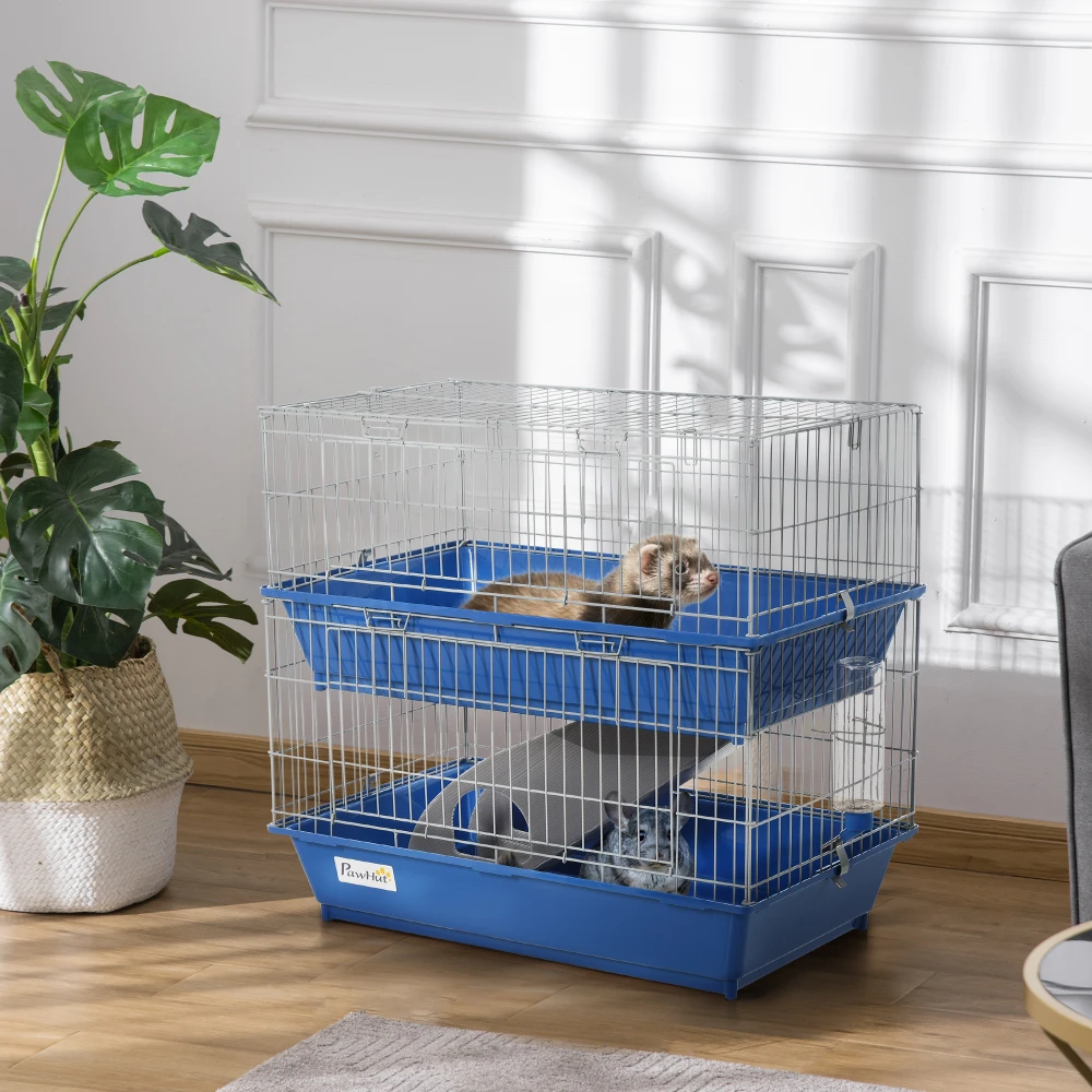 PawHut 2-Tier Small Animal Cage - Blue - photo 4