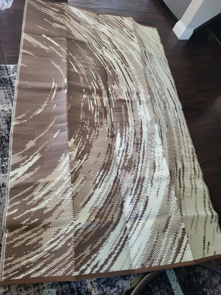 New Outdoor Rug Waterproof Portable Beige & Brown image indicator(5)