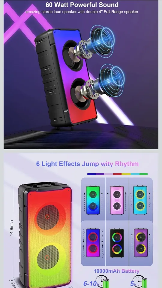 Portable Karaoke Bluetooth Speaker image indicator(6)