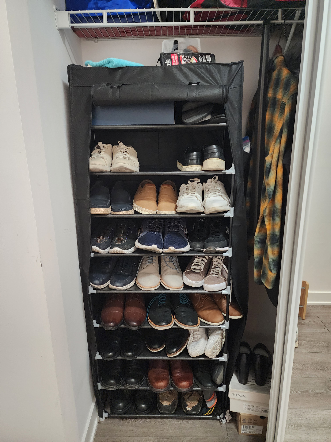 Black 9-Tier Shoe Rack with Cover - photo 2