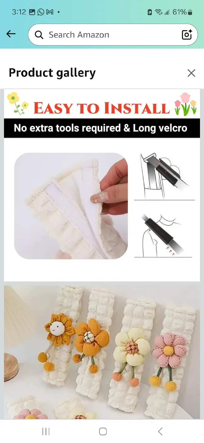 Lovely Flower Car Seat Belt Cover - White image indicator(3)