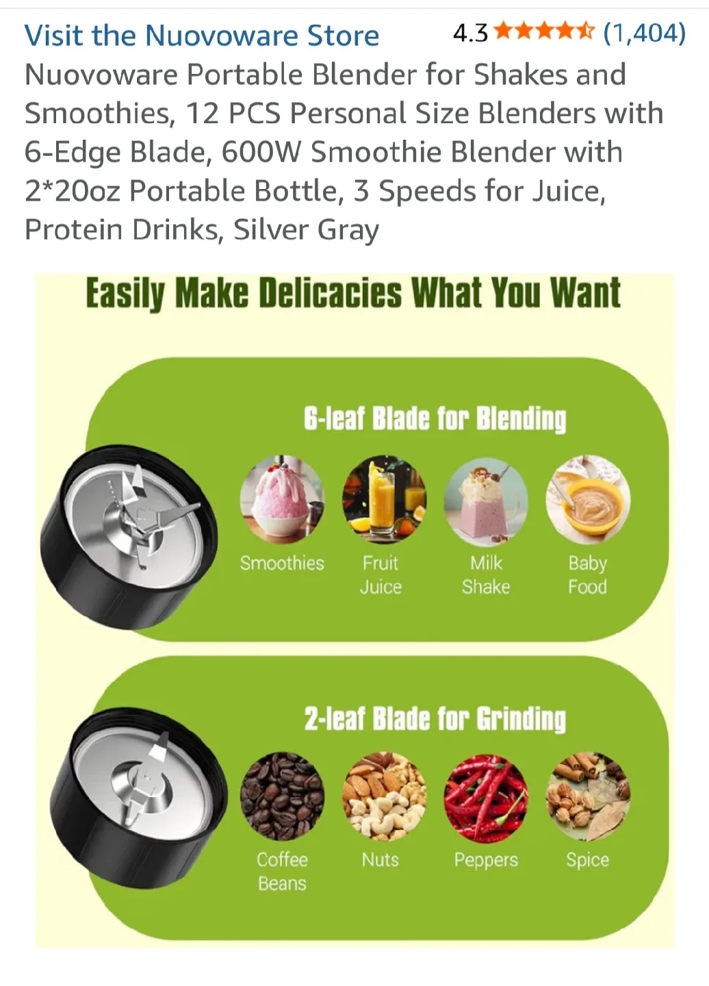 Nuovoware Portable Smoothie Blender image indicator(6)