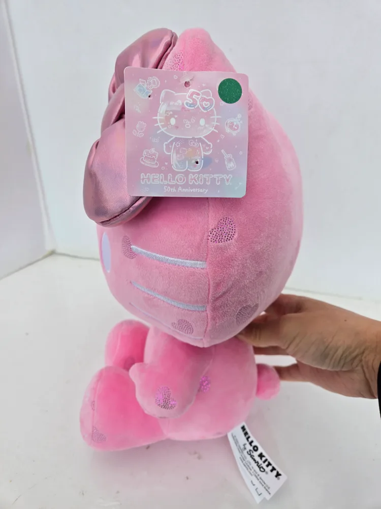 Rare 12 inch hello kitty pink 50th anniversary plush new w tag image indicator(4)