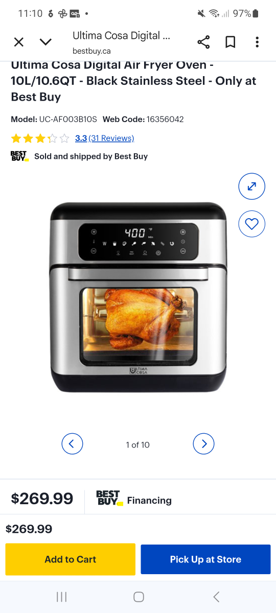 Ultima Cosa Presto Luxe 10L Air Fryer - photo 4