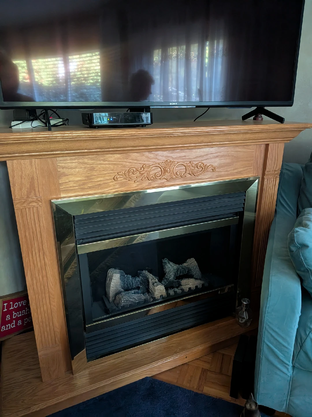 Oak Fireplace with Electric Insert