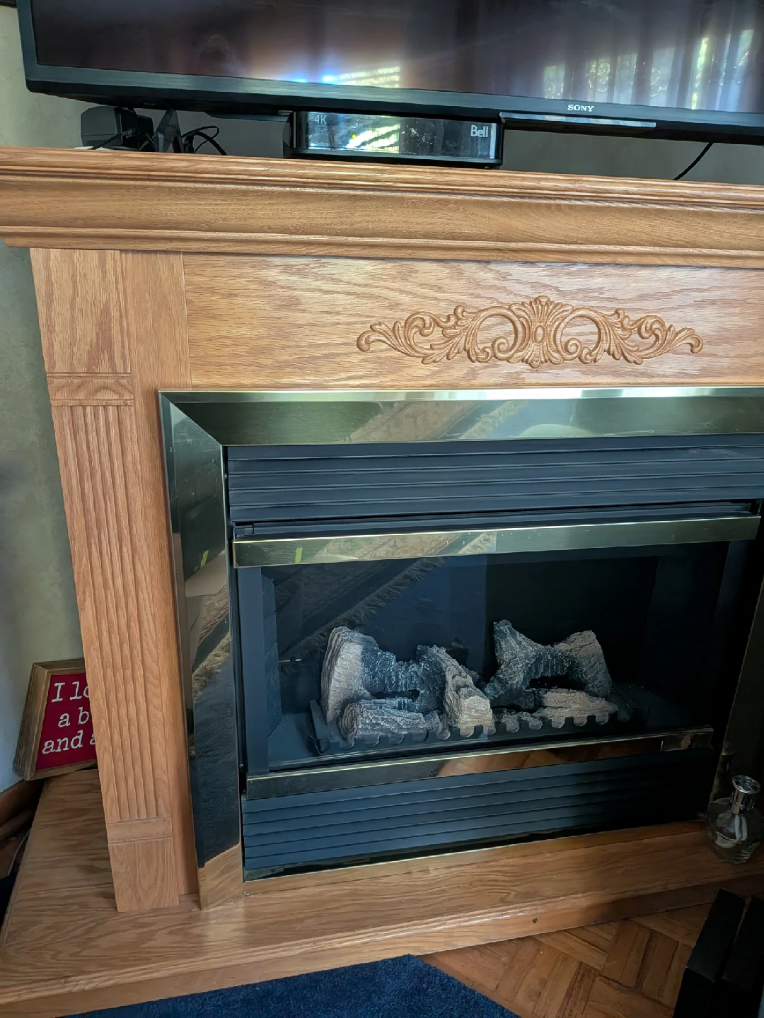 Oak Fireplace with Electric Insert - photo 2