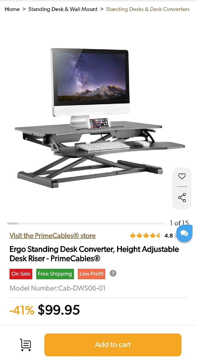 PrimeCables Ergo Standing Desk Converter - Black - photo 3