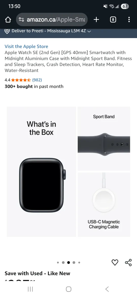 Apple Watch SE (2nd Gen) 40mm Midnight Aluminium image indicator(4)