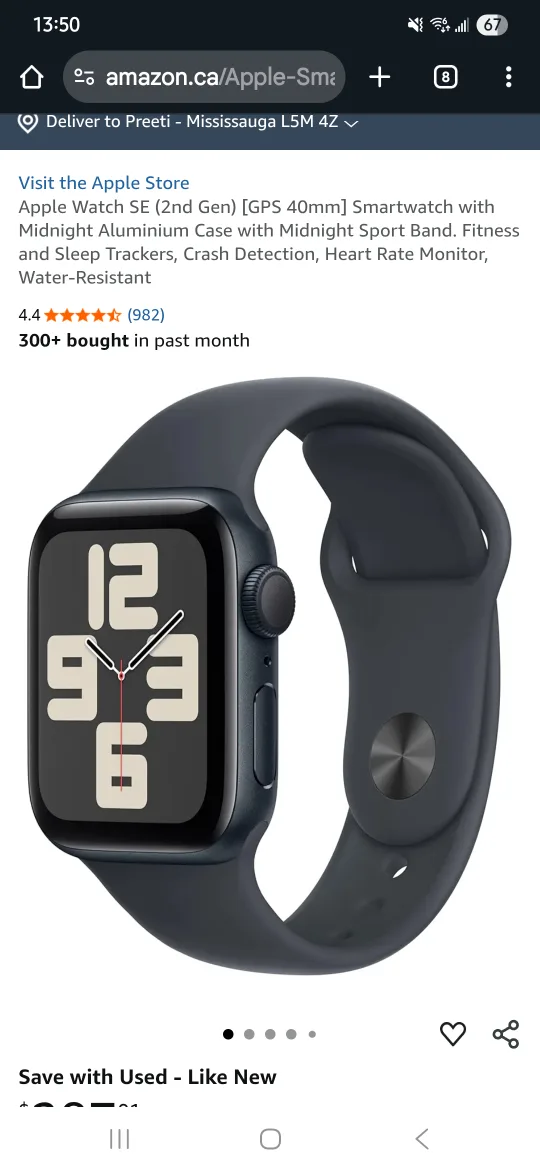 Apple Watch SE (2nd Gen) 40mm Midnight Aluminium image indicator(5)