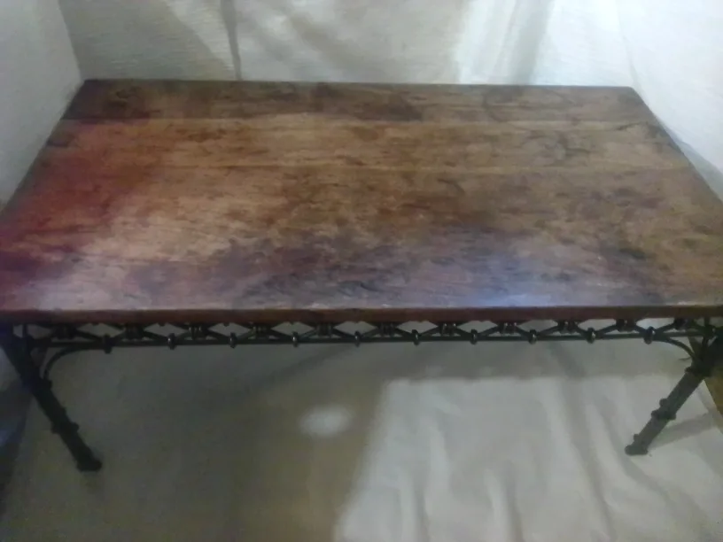 Cast Iron Base, High Quality, Real Wood Top Coffee Table. image indicator(4)