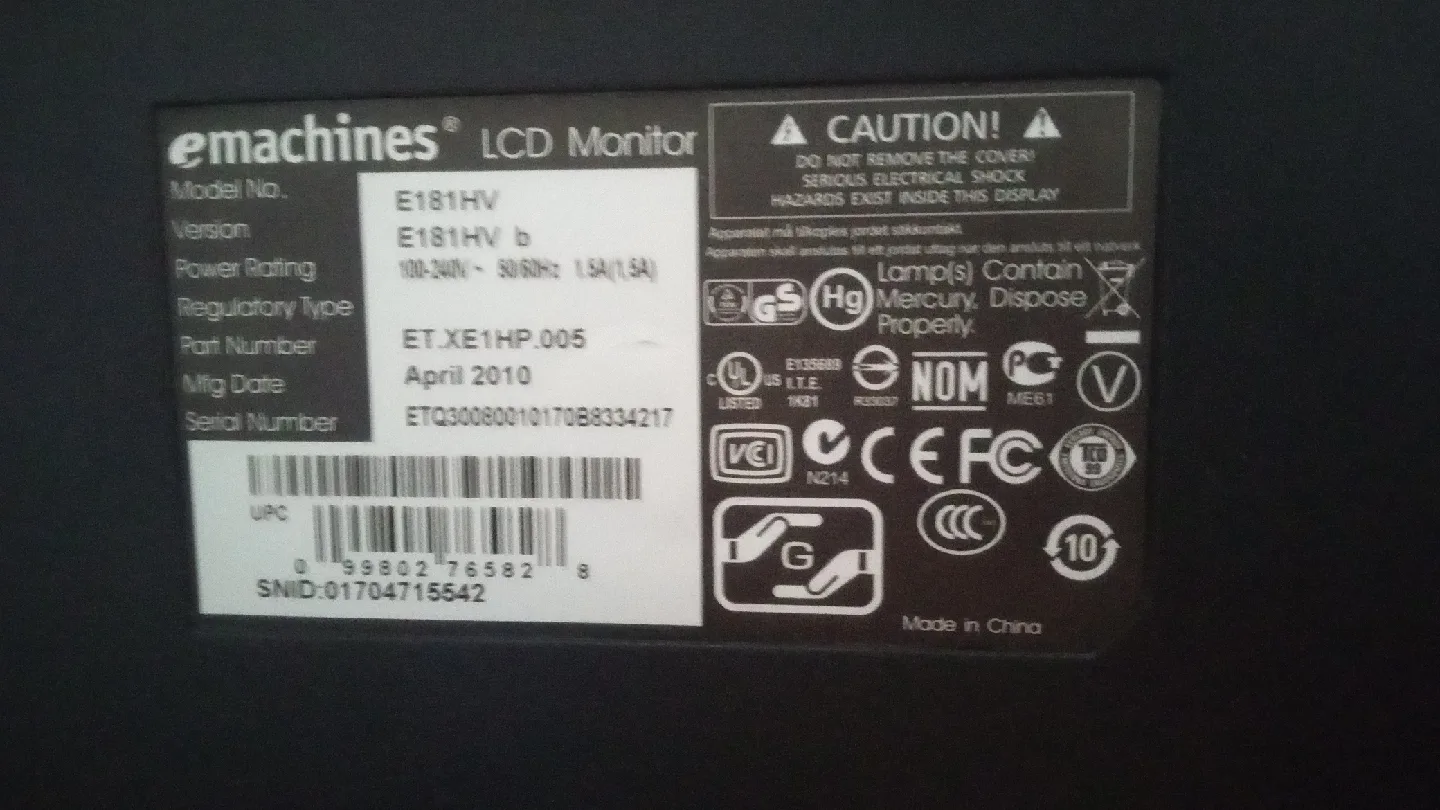eMachines E181HV LCD Monitor image indicator(3)