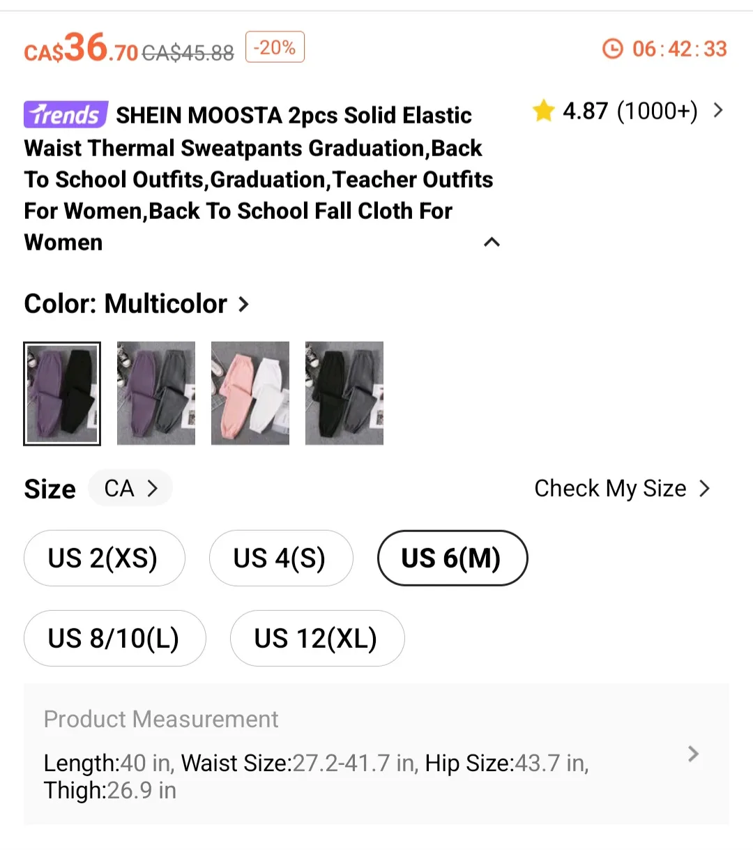 Shein Sweatpants - Size M - $5 Each - USED ONCE image indicator(2)