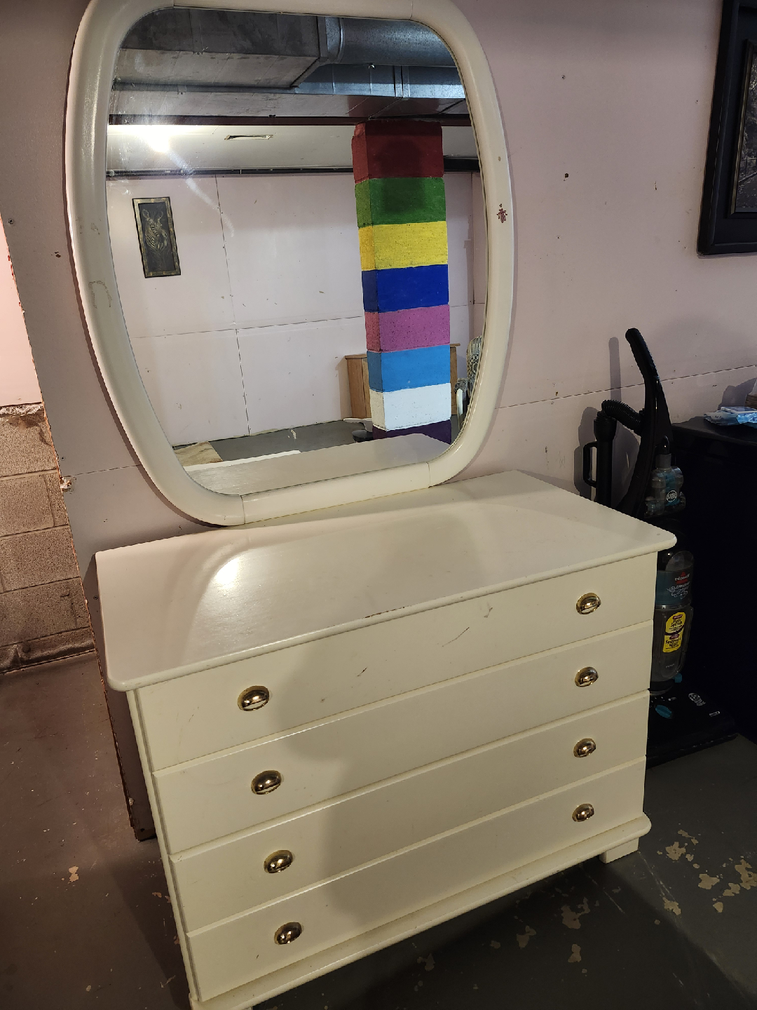 Vintage White Dresser with Mirror and Nightstand