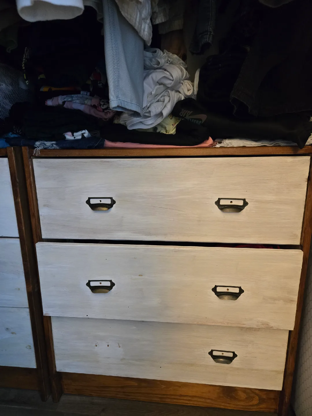 Two White Wooden 3-Drawer Dresser image indicator(3)