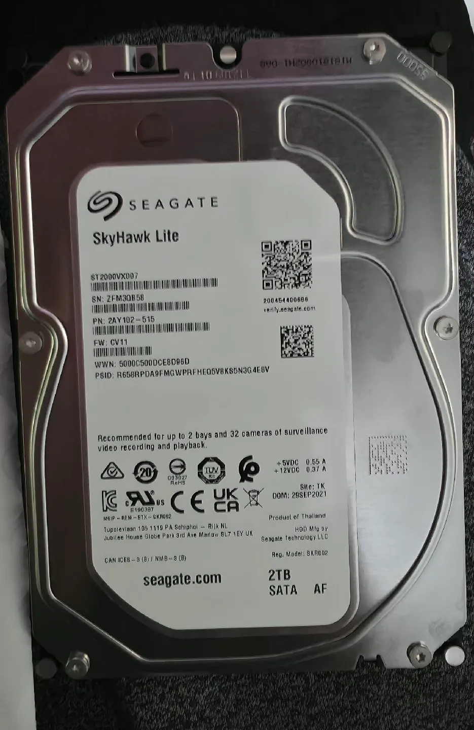 Seagate SkyHawk Lite ST2000VX007 Surveillance Hard Drive 2TB thumbnail