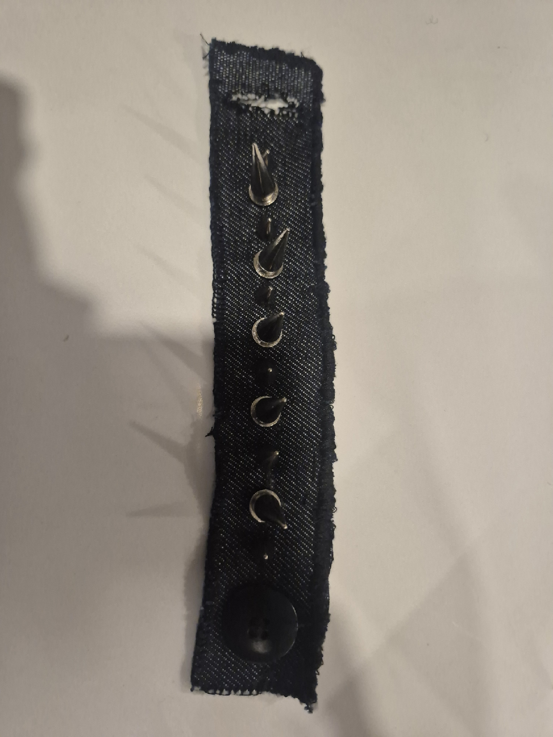 Handmade Spiked Denim Bracelet - photo 2