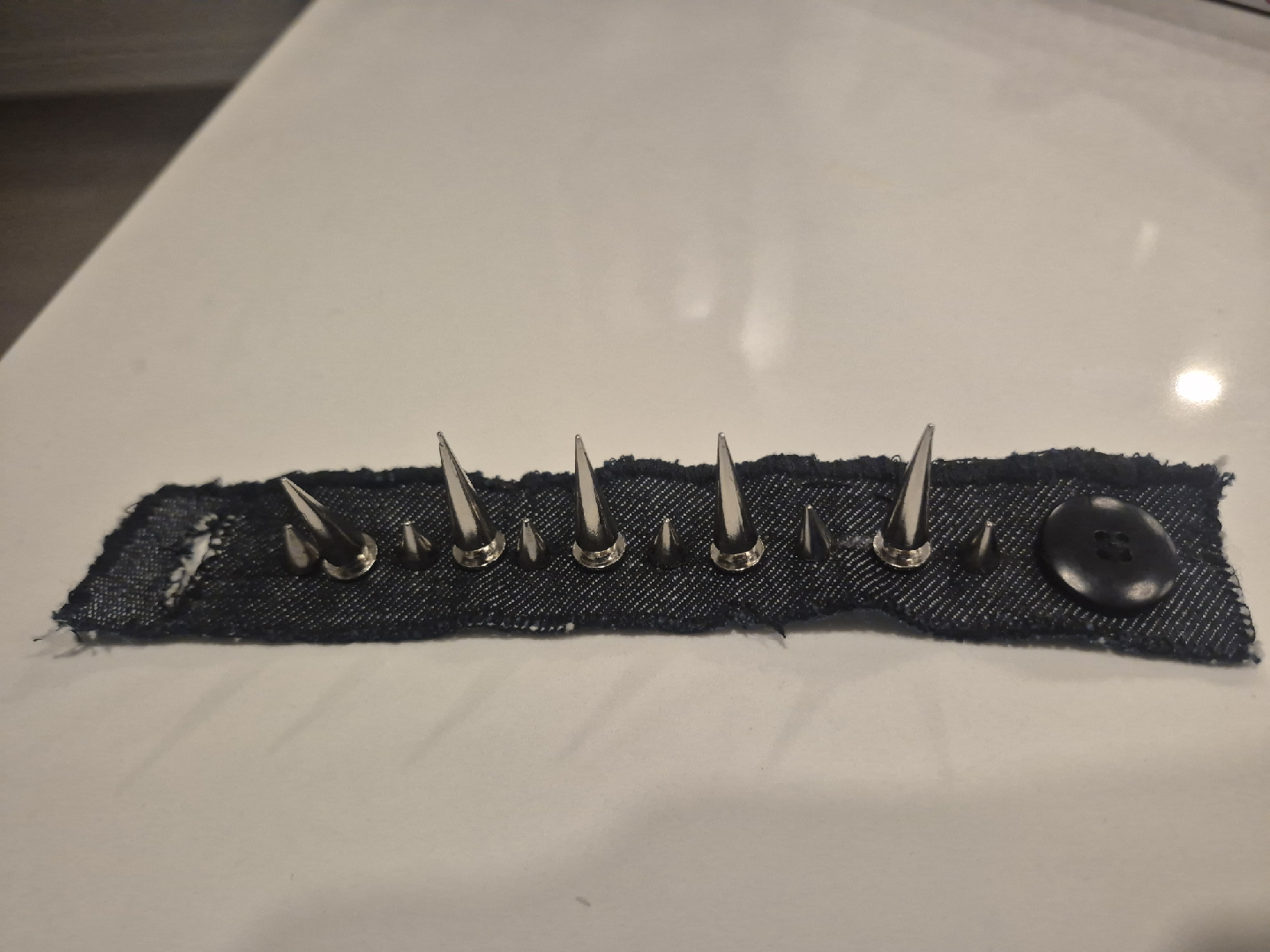 Handmade Spiked Denim Bracelet