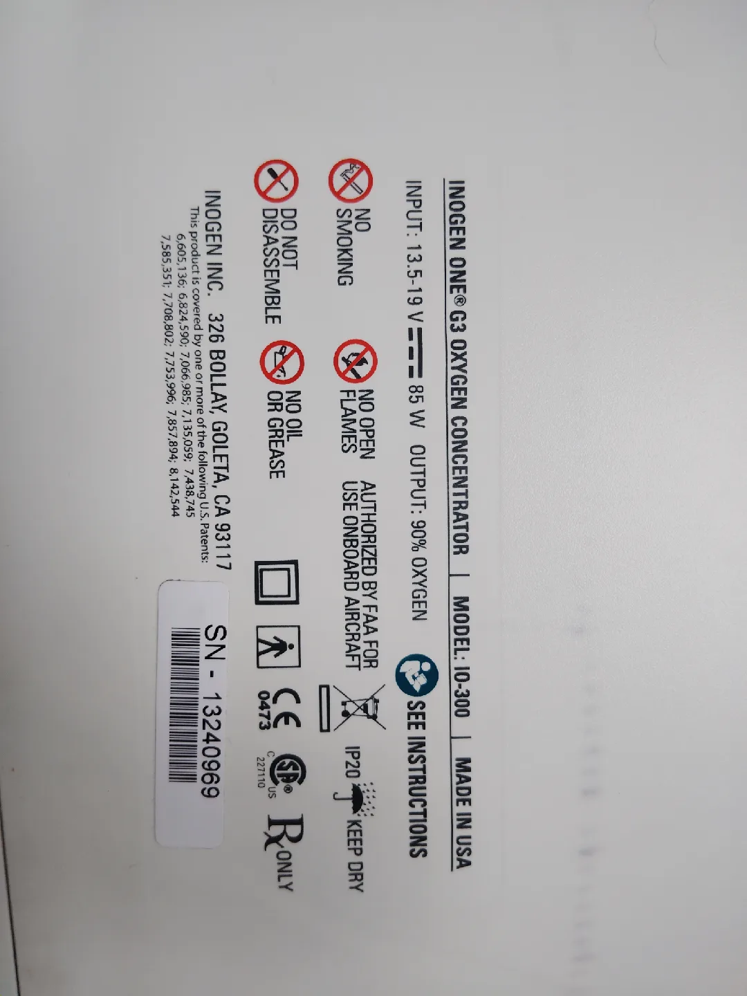 Inogen One G3 Oxygen Concentrator image indicator(3)