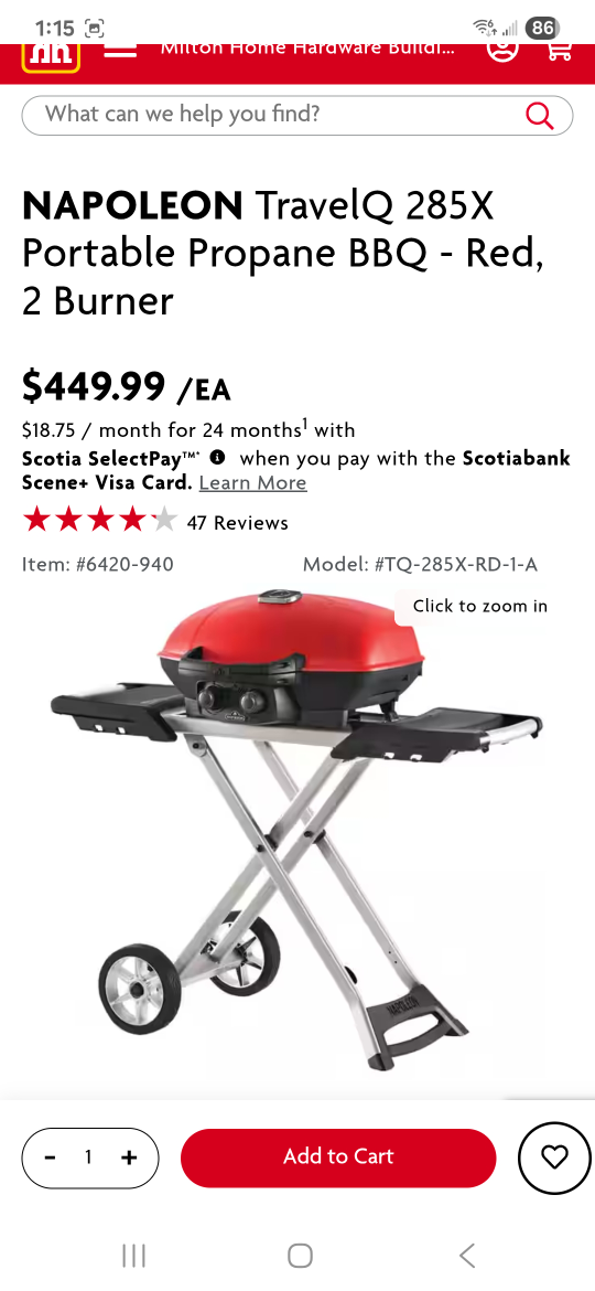 Napoleon TravelQ 285X Portable BBQ - Blue, New in Box! - photo 2