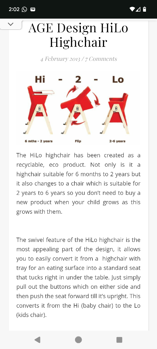 🥕 AGE Design HiLo Highchair/Chair - Convertible! - photo 5