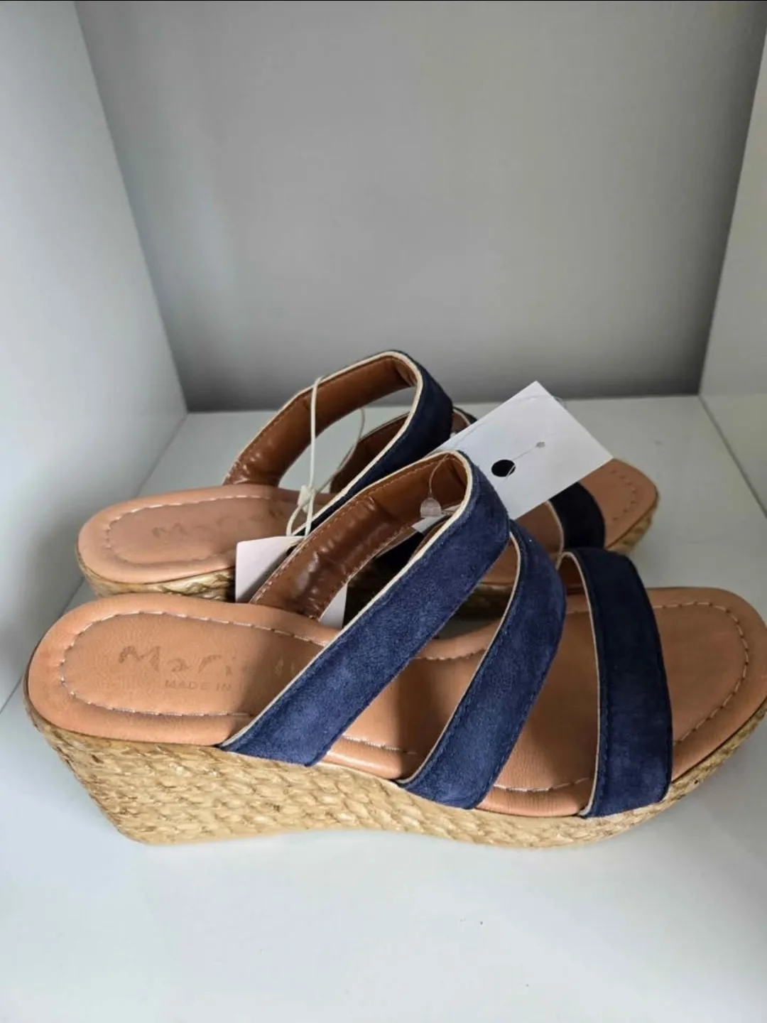 NEW! Italian Blue Wedge Sandals - Size 7.5 image indicator(7)