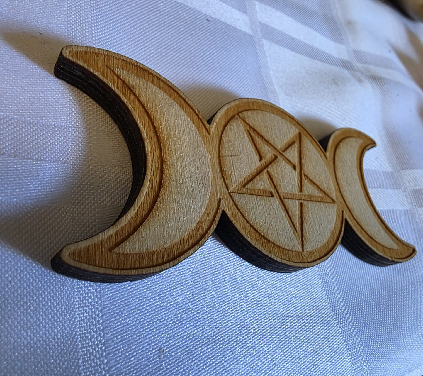 Triple Moon Goddess Wooden Plaque