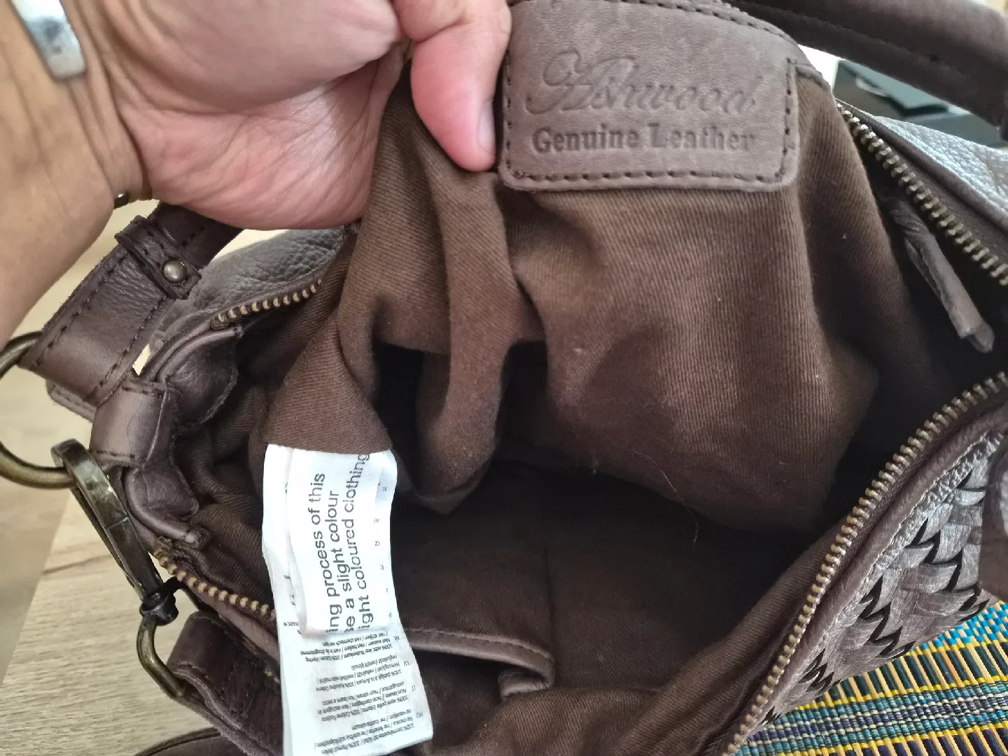 Ashwood Genuine Leather Brown Woven Bag image indicator(3)