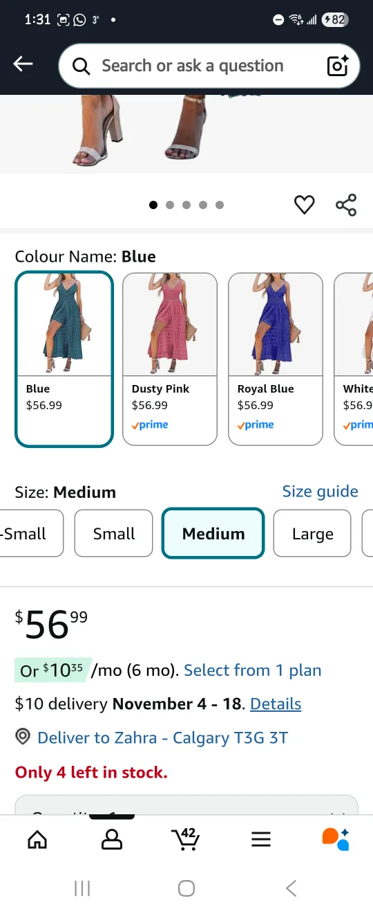 Blue Lace V-Neck Slit Maxi Dress - Size Medium image indicator(3)