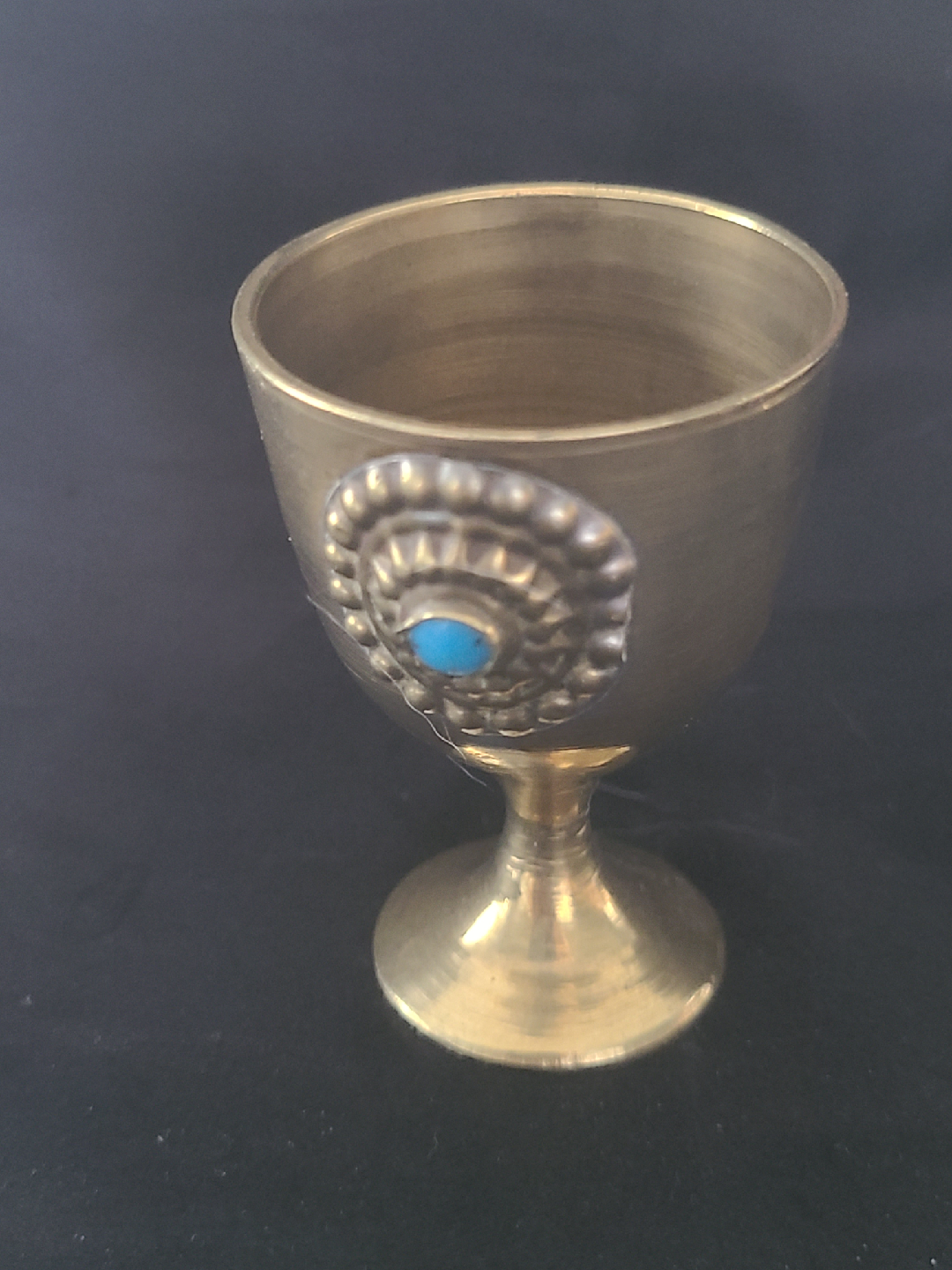 Vintage Brass Chalice Cup with Gemstones - photo 2