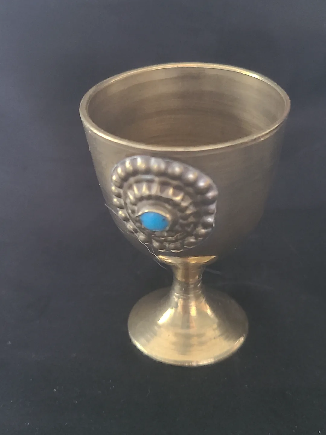 Vintage Brass Chalice Cup with Gemstones image indicator(2)