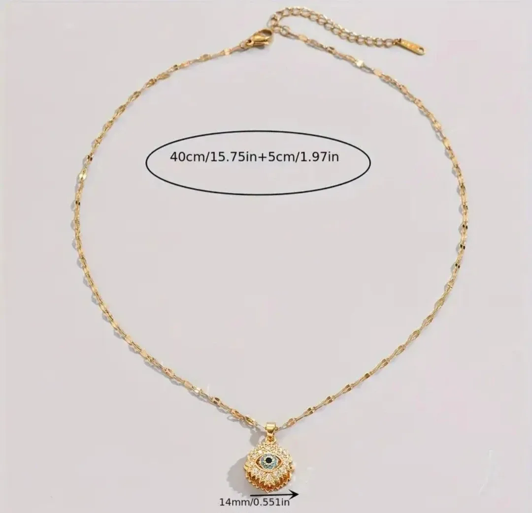 Gold Evil Eye Pendant Necklace image indicator(4)