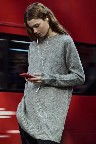 Zara Grey Wool Blend Sweater Dress - Size Small thumbnail