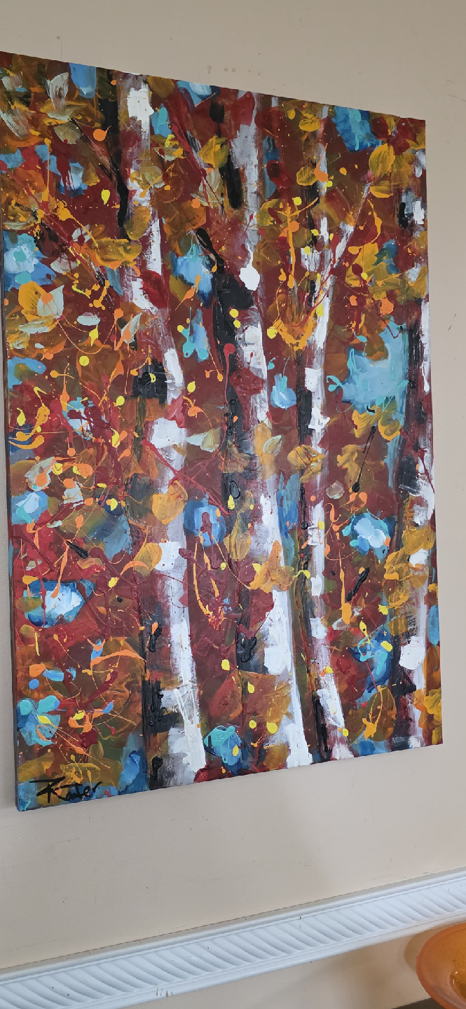 original hand-painted painting by local artist white birches - photo 4