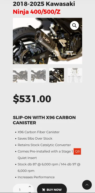 M4 Slip On Exhaust Fits Ninja 400/500/Z image indicator(2)